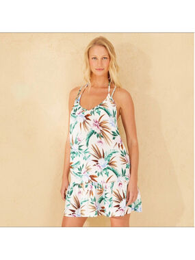 Shade & Shore Tropical Print Cover Up Dress XS NWT Cross-Back Tank Swim Cover